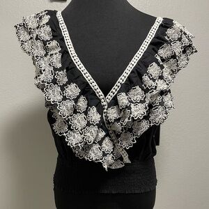 Monograph Embroidered Laced Back Blouse Size Large